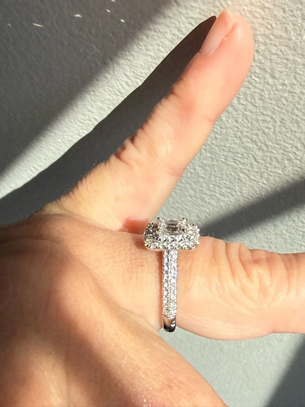 Kay Jewelers Radiant Halo Diamond Ring in White with Matching wedding band - Picture 7 of 15